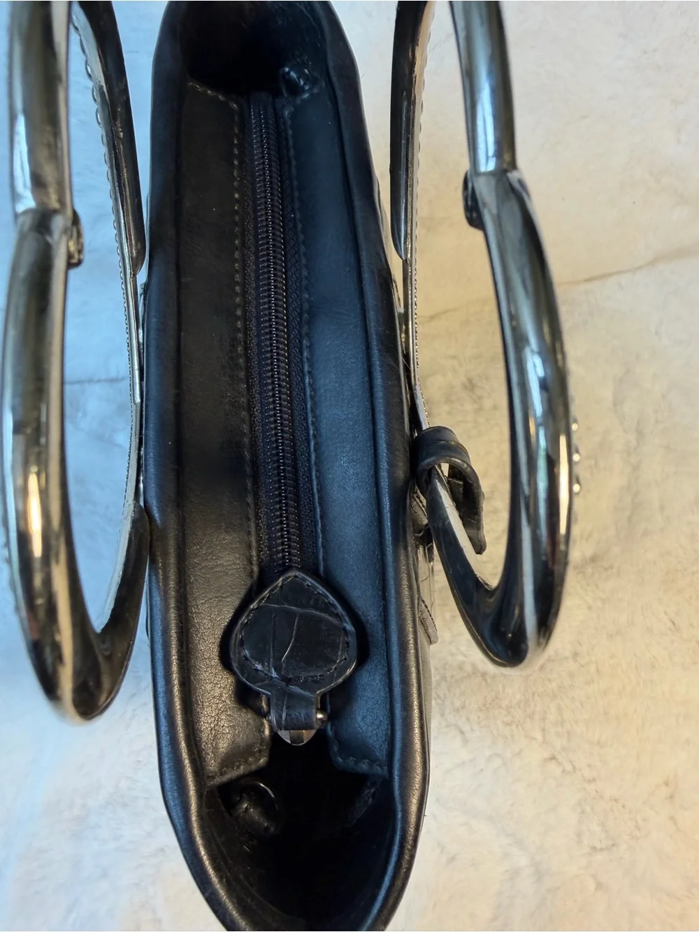 Brighton Black Croc-Embossed Mini Tote with Heart Handle - Picture 4 of 5